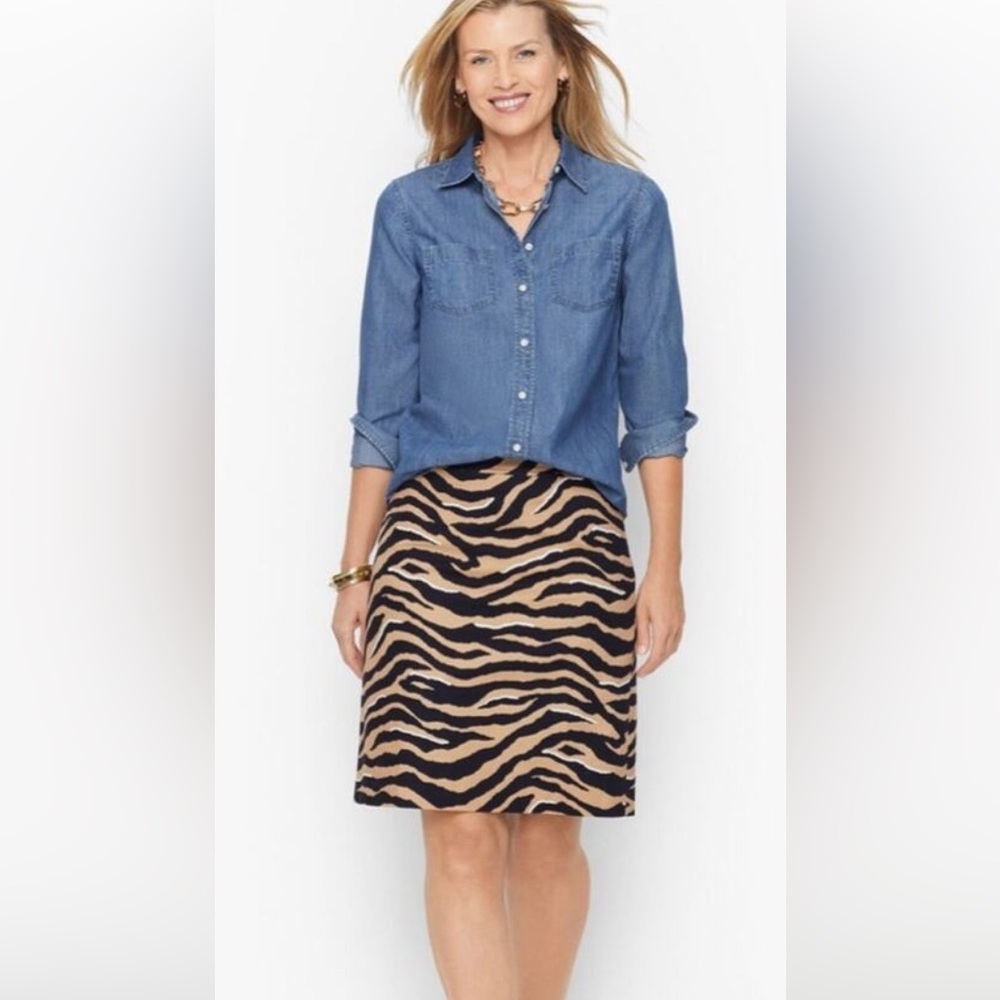 ✨ TALBOTS Zebra Print A-Line Skirt | NWT | Size 10P ✨